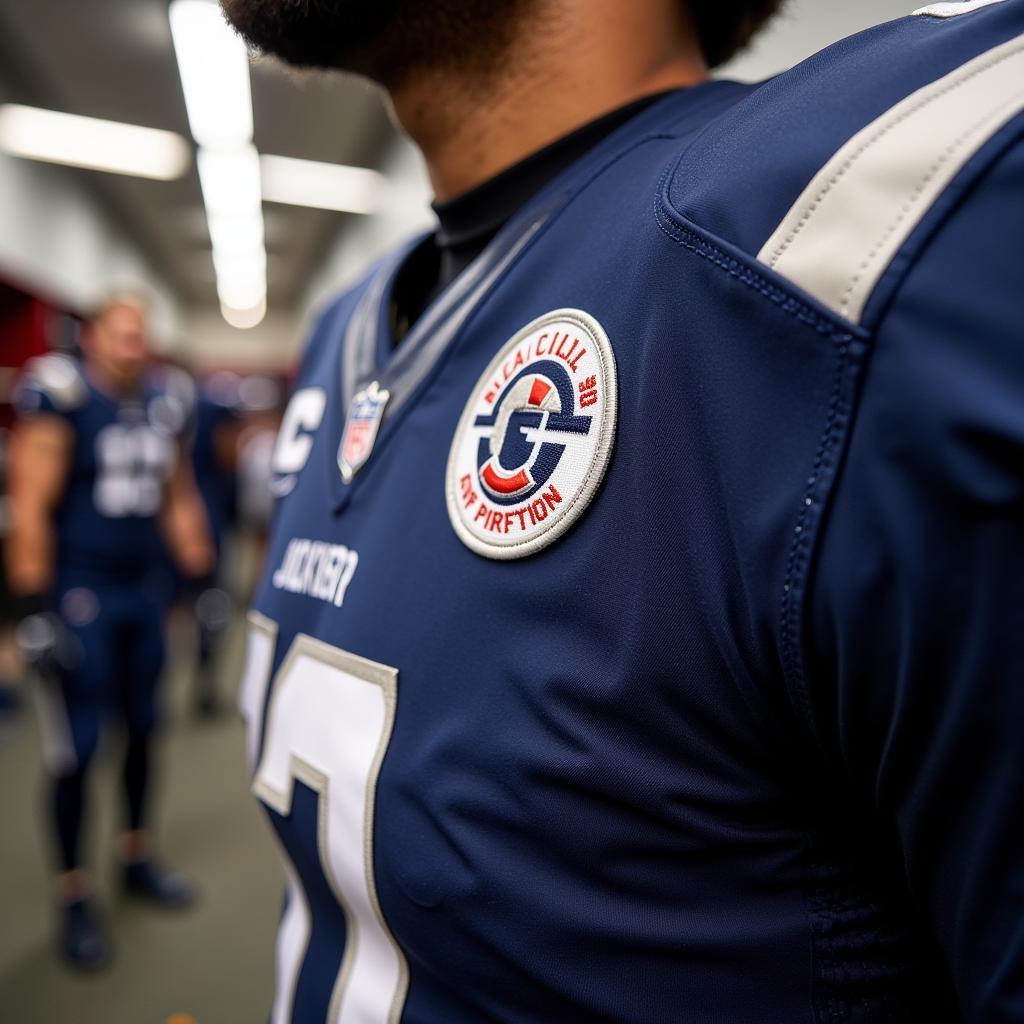 Road Captain Patch on a Football Jersey