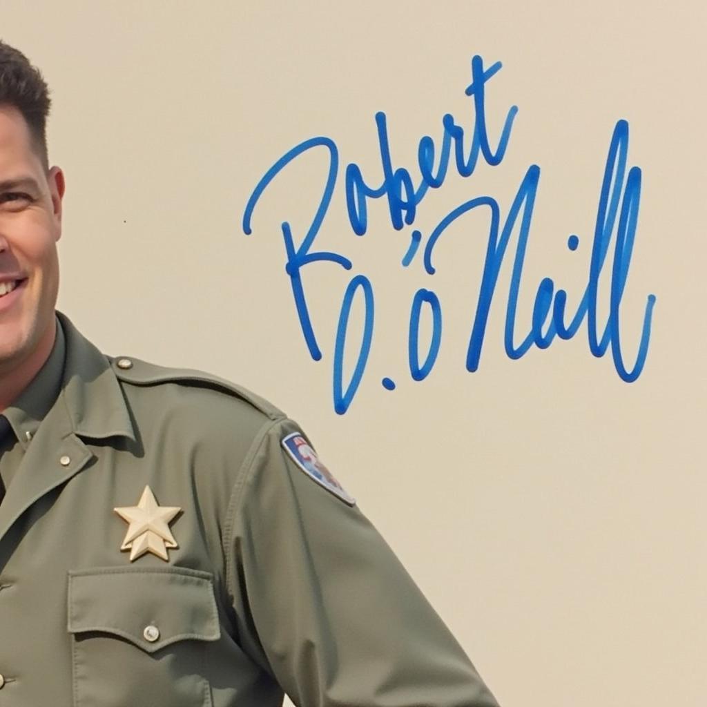 Close-up of a Robert O'Neill autographed photo