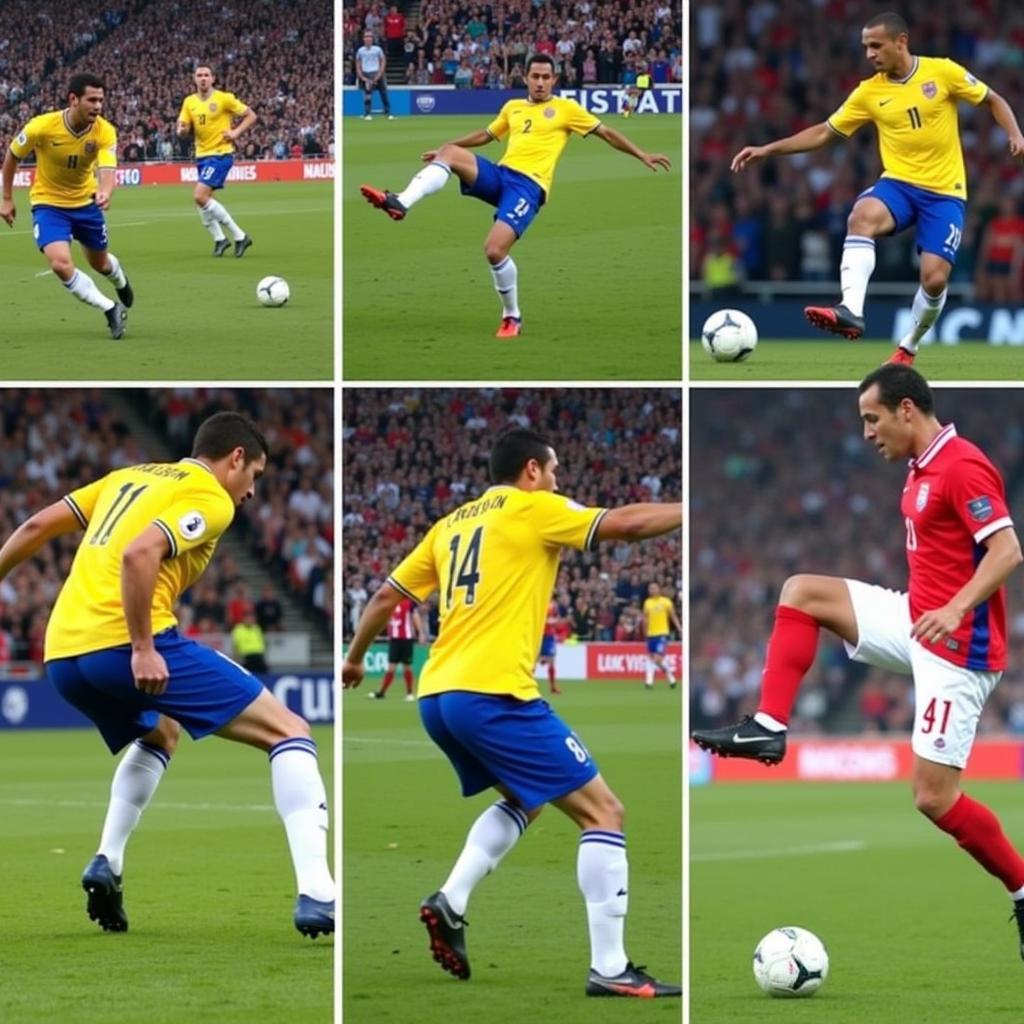 Roberto Carlos taking his famous free kick against France