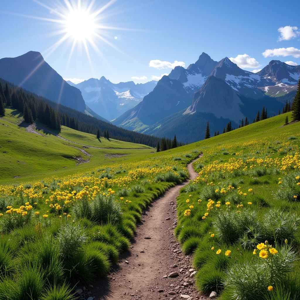 Hiking trails in Rocky Mountain National Park during summer