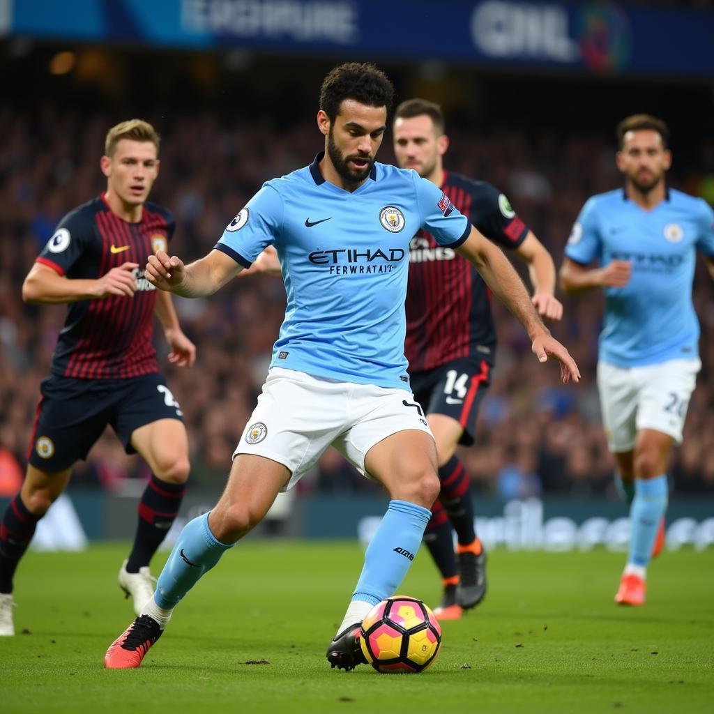 Rodri controlling the midfield during a match