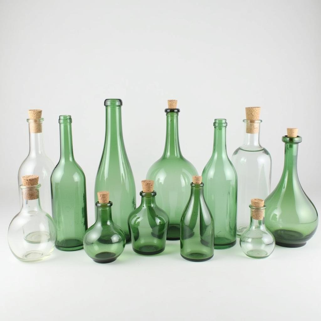 Various Round Glass Bottles with Corks