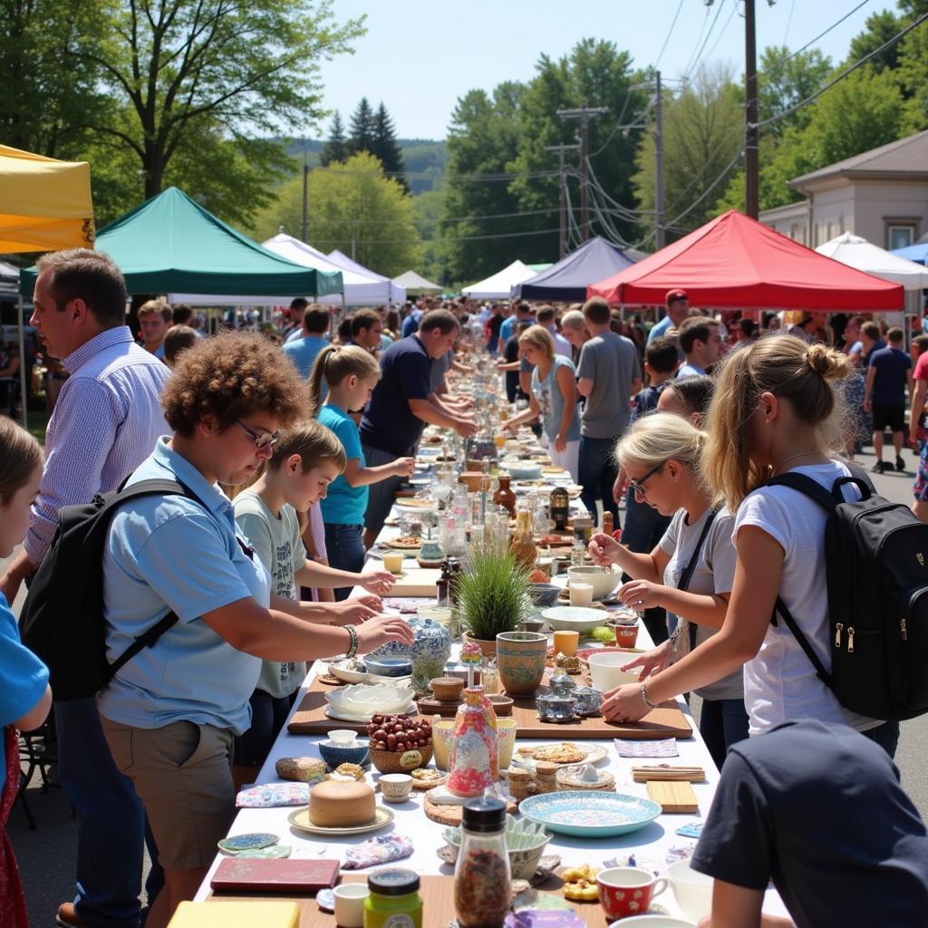 Route 90 Garage Sale Shoppers Browsing Treasures