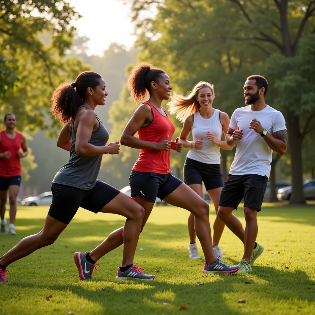 Runners stretching after a workout