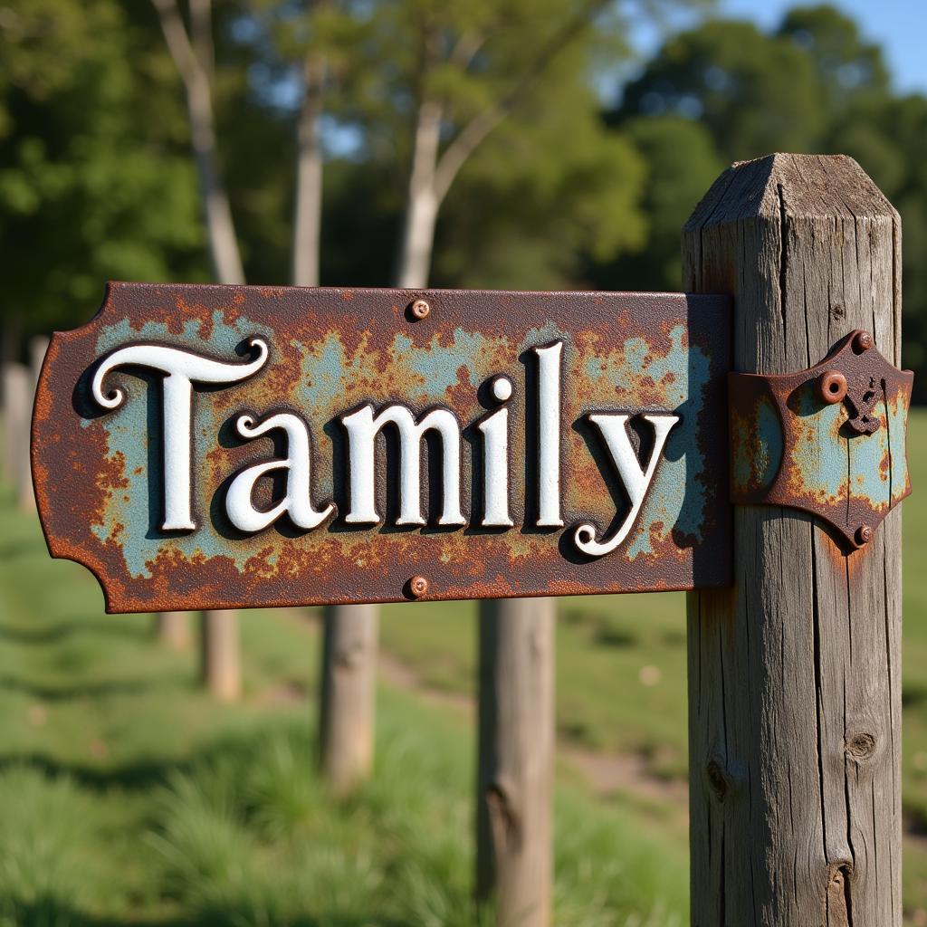 Rustic Metal Farm Sign with Family Name