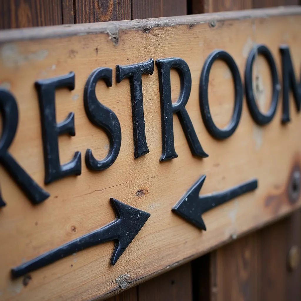 Rustic Wooden Restroom Sign with Arrows