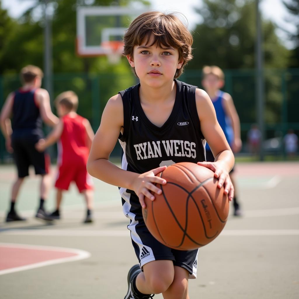 Ryan Weiss playing basketball in his youth