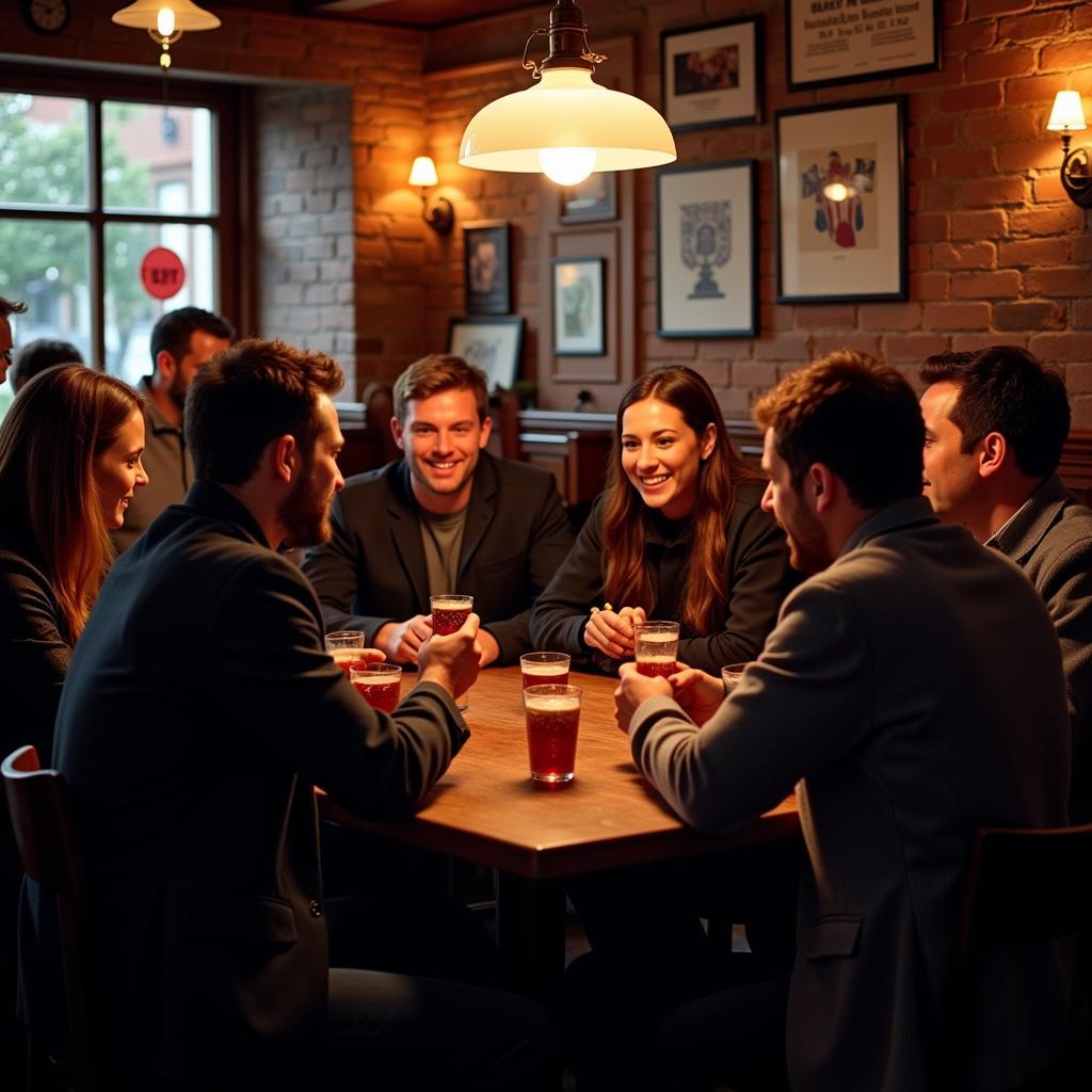 Fans debating in a pub