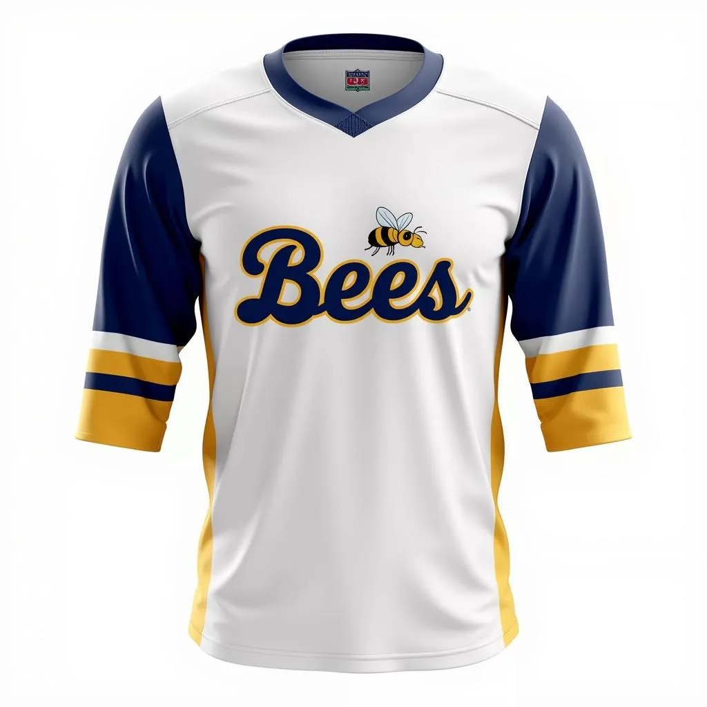 Salt Lake Bees home white jersey with blue and gold details