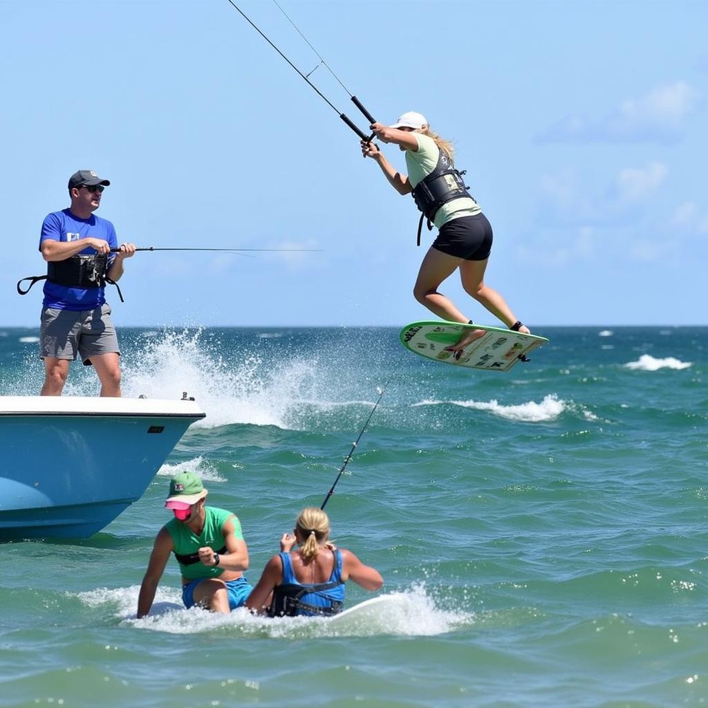 Exciting activities in Salvo, NC - Ocean fishing and kiteboarding.