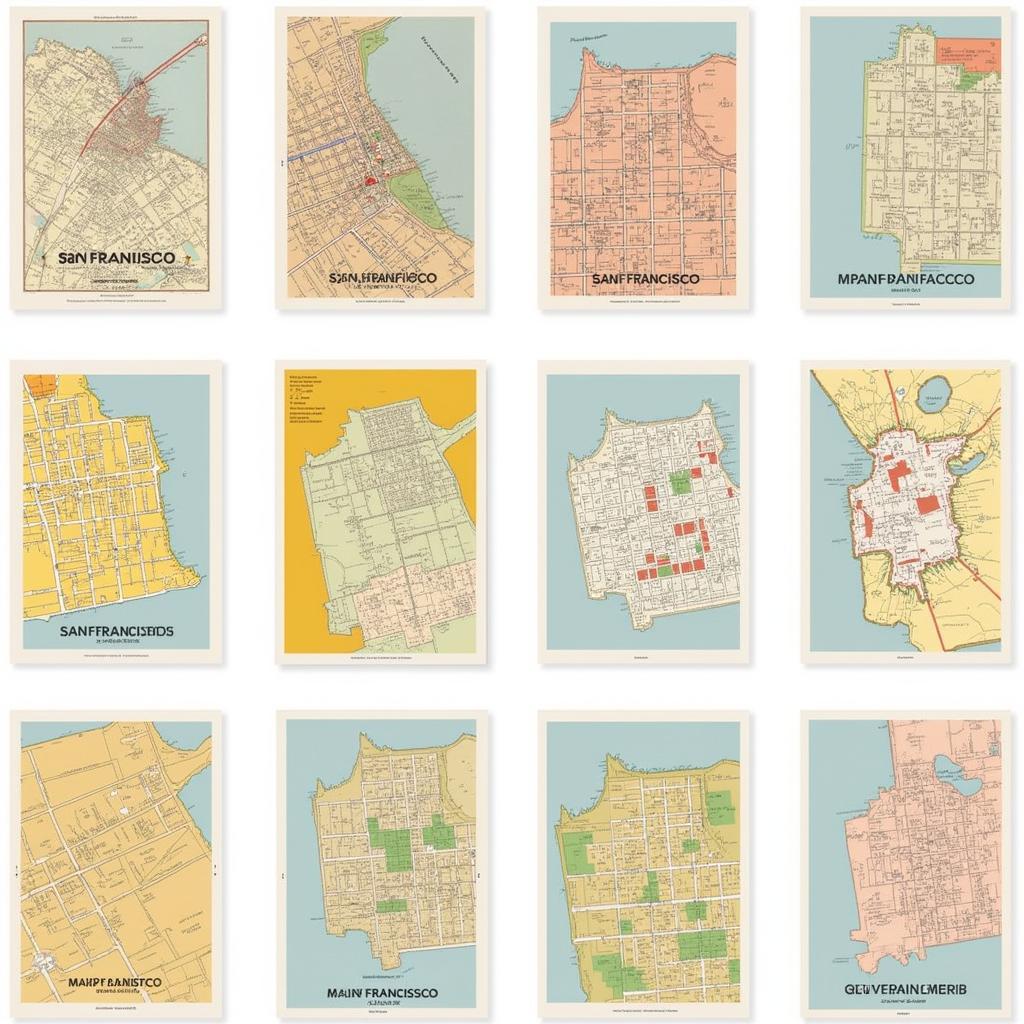 Different Styles of San Francisco Map Posters