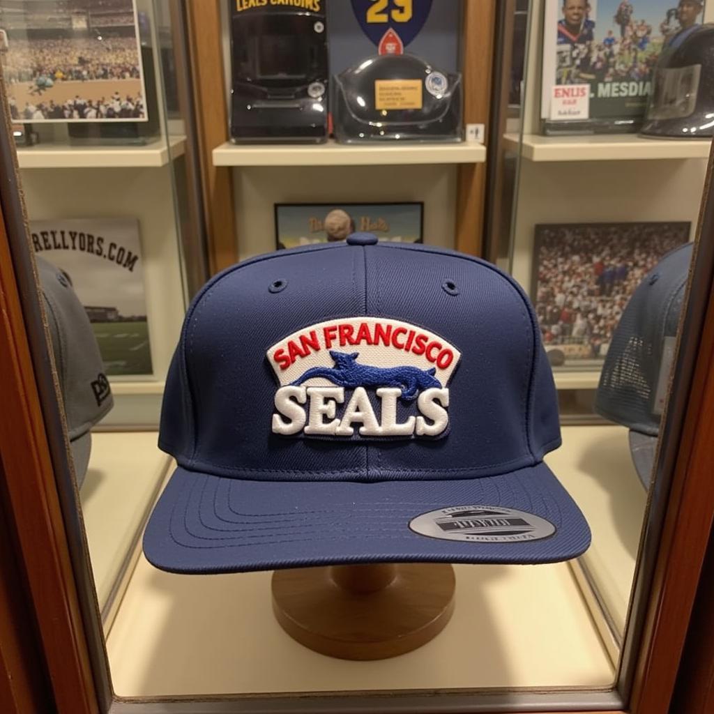 Authentic San Francisco Seals Hat on Display