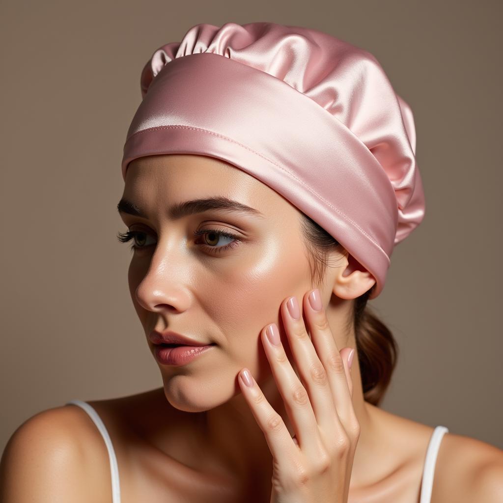 Luxurious satin night cap designed for women