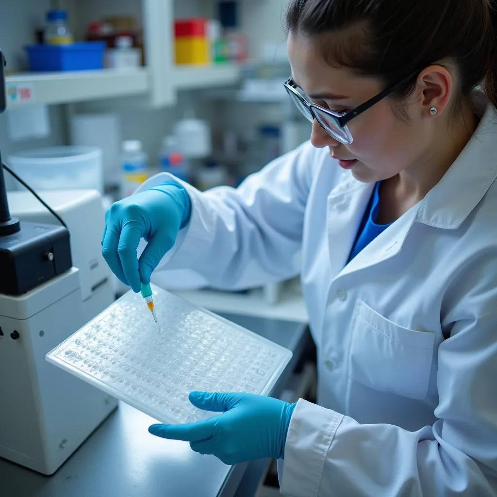 Scientist Conducting an Experiment with a 24 Well Filter Plate