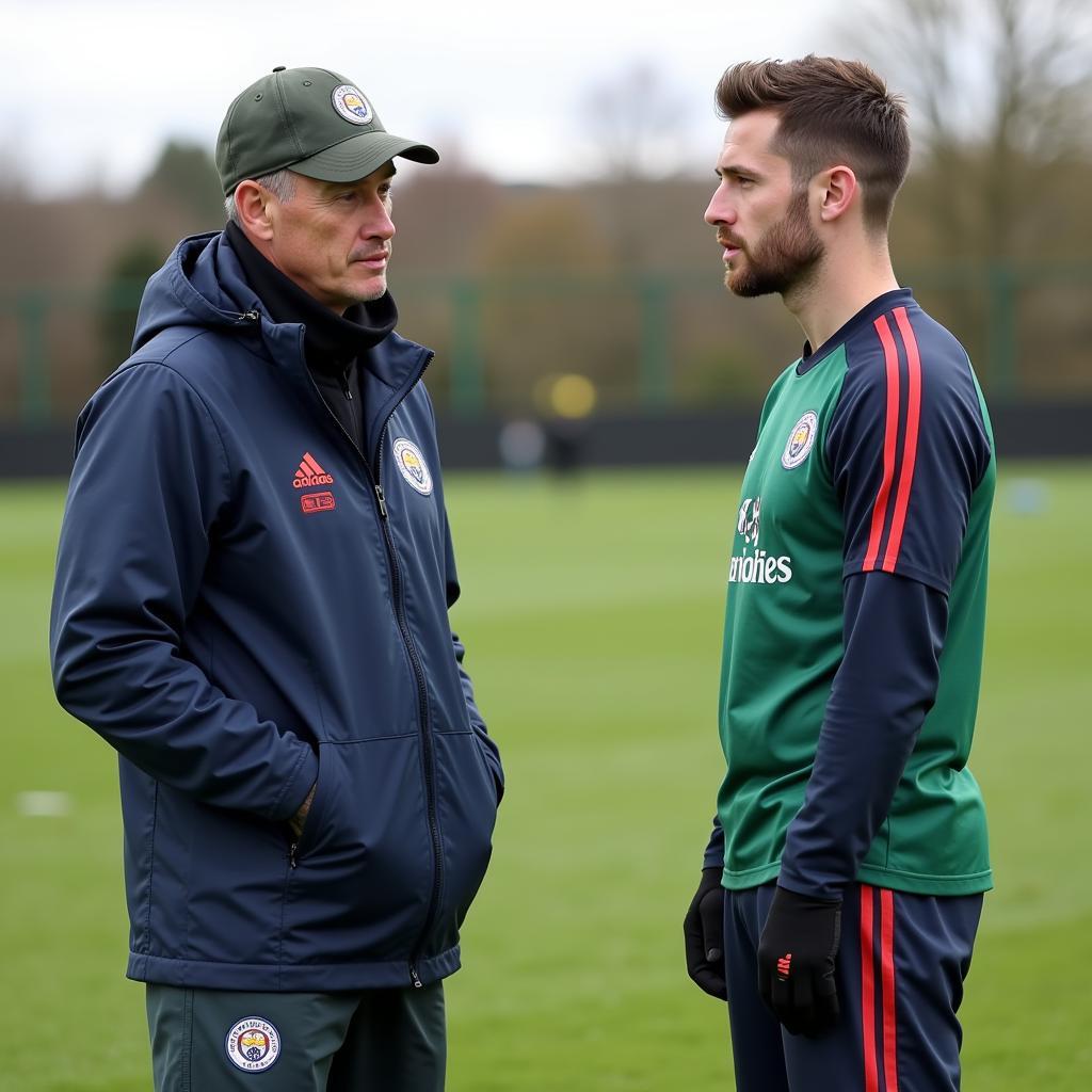 Football Scout Talking to Young Player