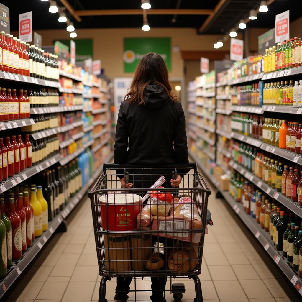 Person Browsing Drinks in an Italian Market