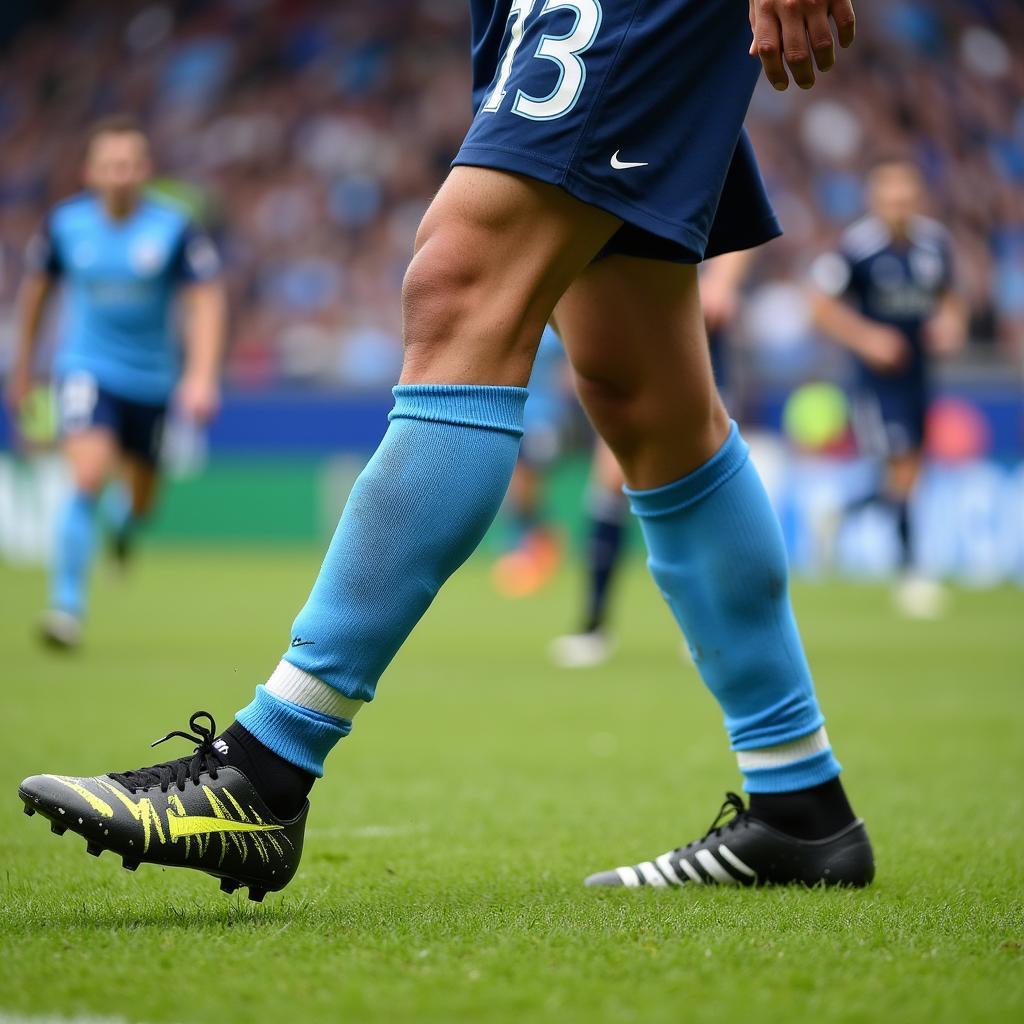 Seattle Athlete Wearing City Socks During a Soccer Match.