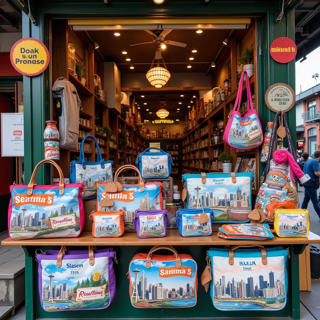 Seattle bags displayed at Pike Place Market