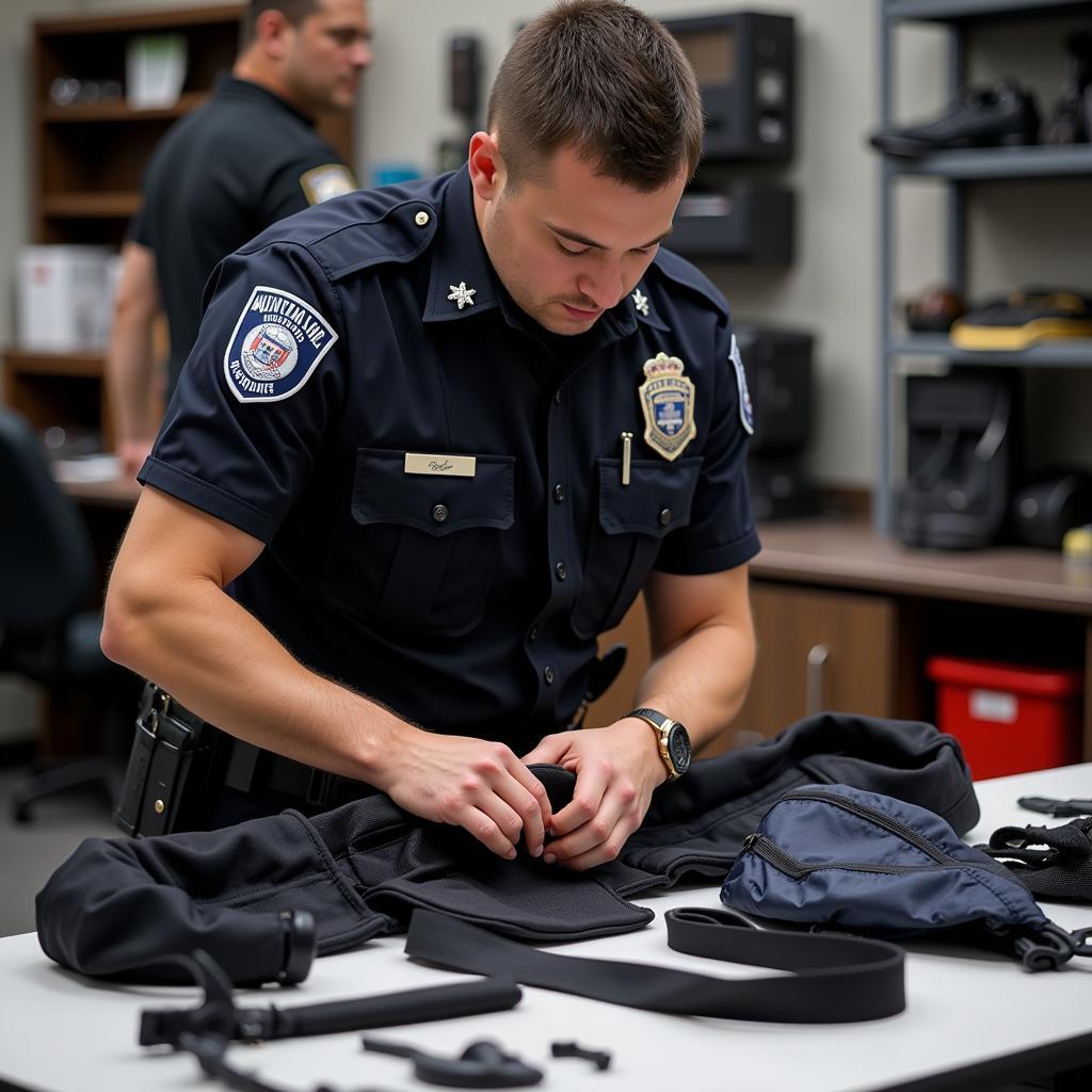 Security Officer Selecting Duty Gear