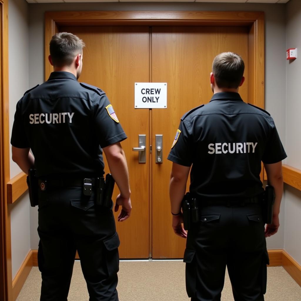 Security Personnel Guarding Entrance