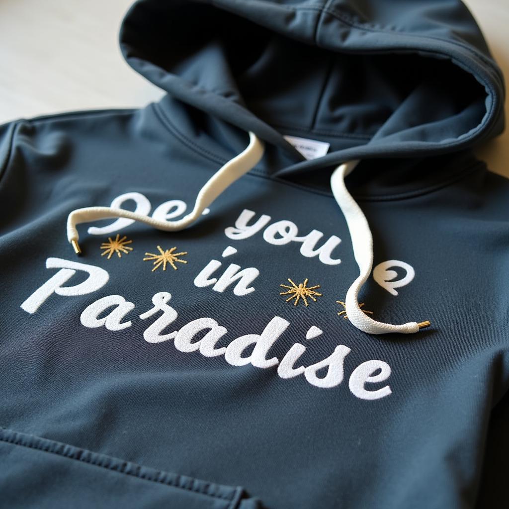 Close-up of See You in Paradise Hoodie design