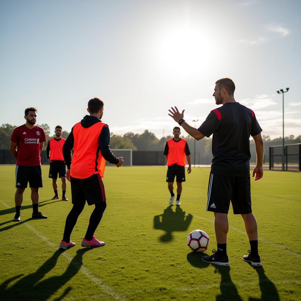 Seth Murphy coaching young midfielders