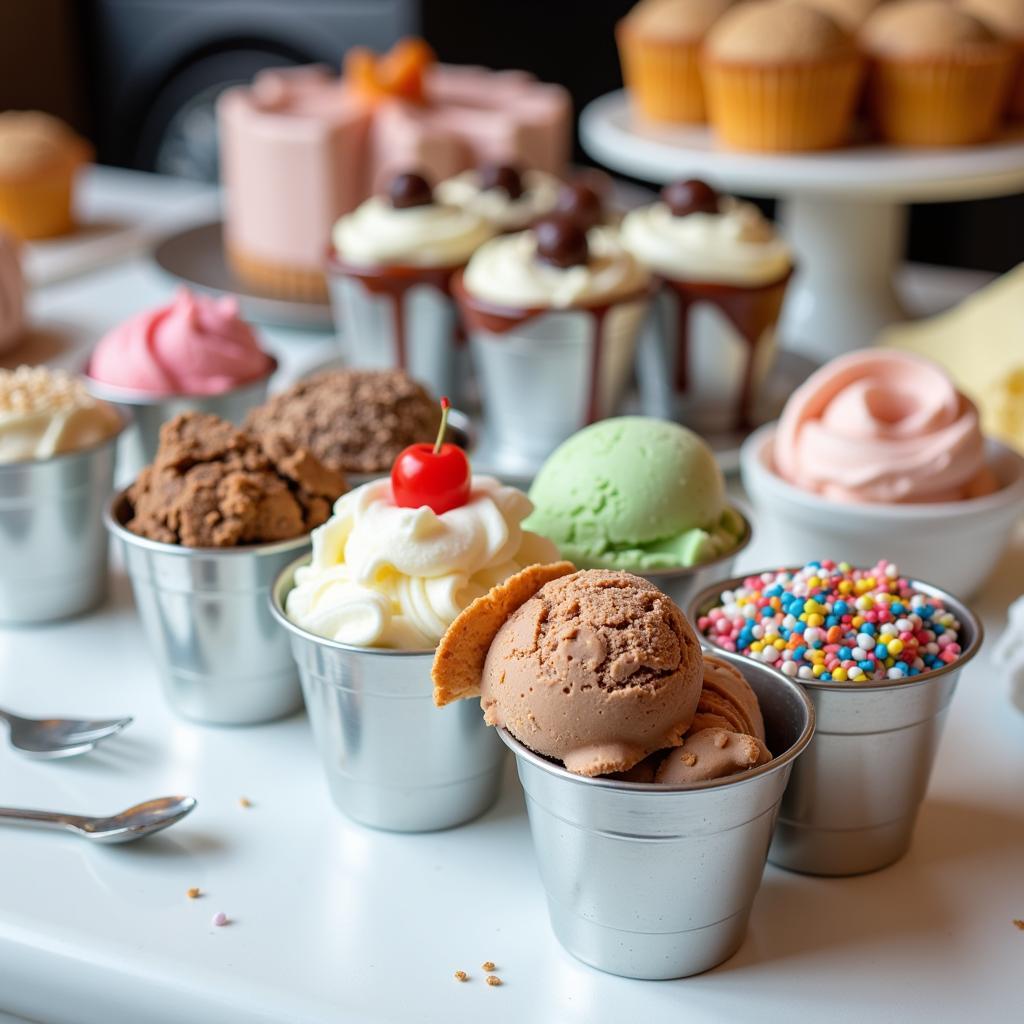 Silver ice cream cups at a party