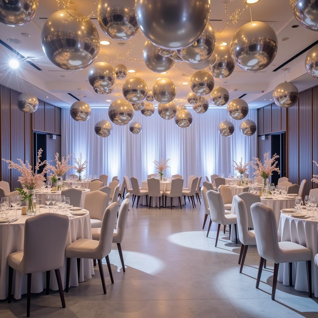 Silver Inflatable Balls Used as Party Decorations