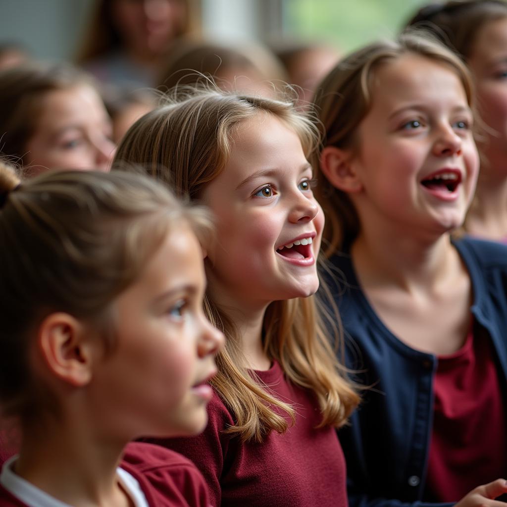 Children singing with joy in Primary