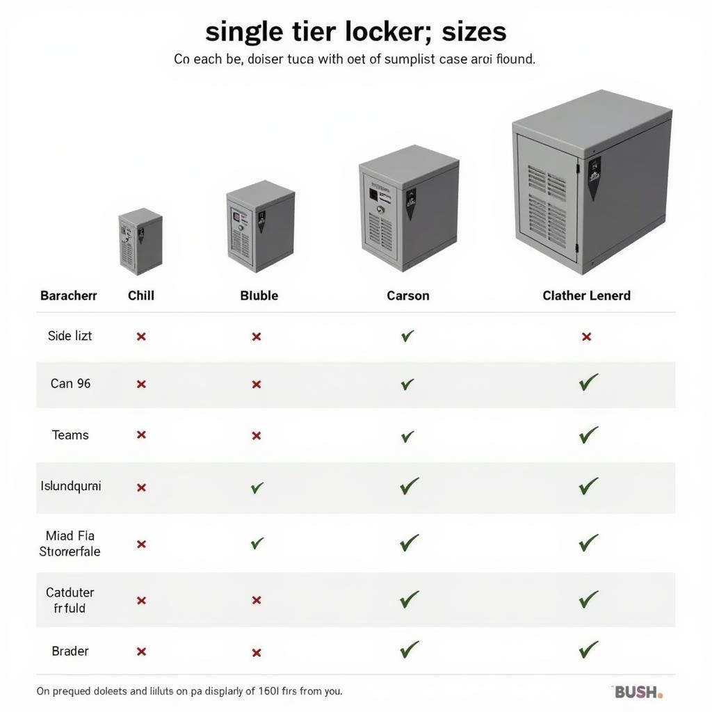 Single Tier Locker Sizes in Different Dimensions