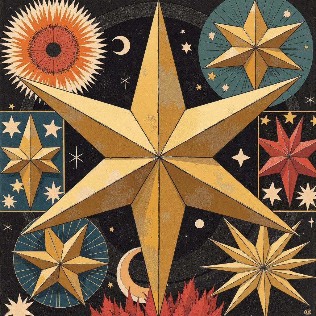 Diverse representations of the six-rayed star across cultures