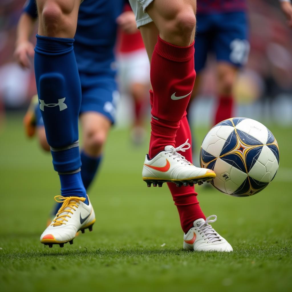 Footballer Executing a Skinny Comb Pass