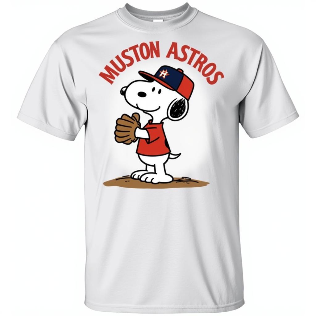 Snoopy pitching for the Astros on a T-shirt