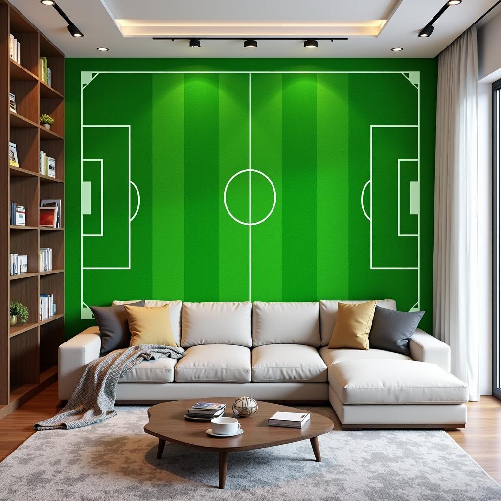 Soccer field wallpaper as an accent wall