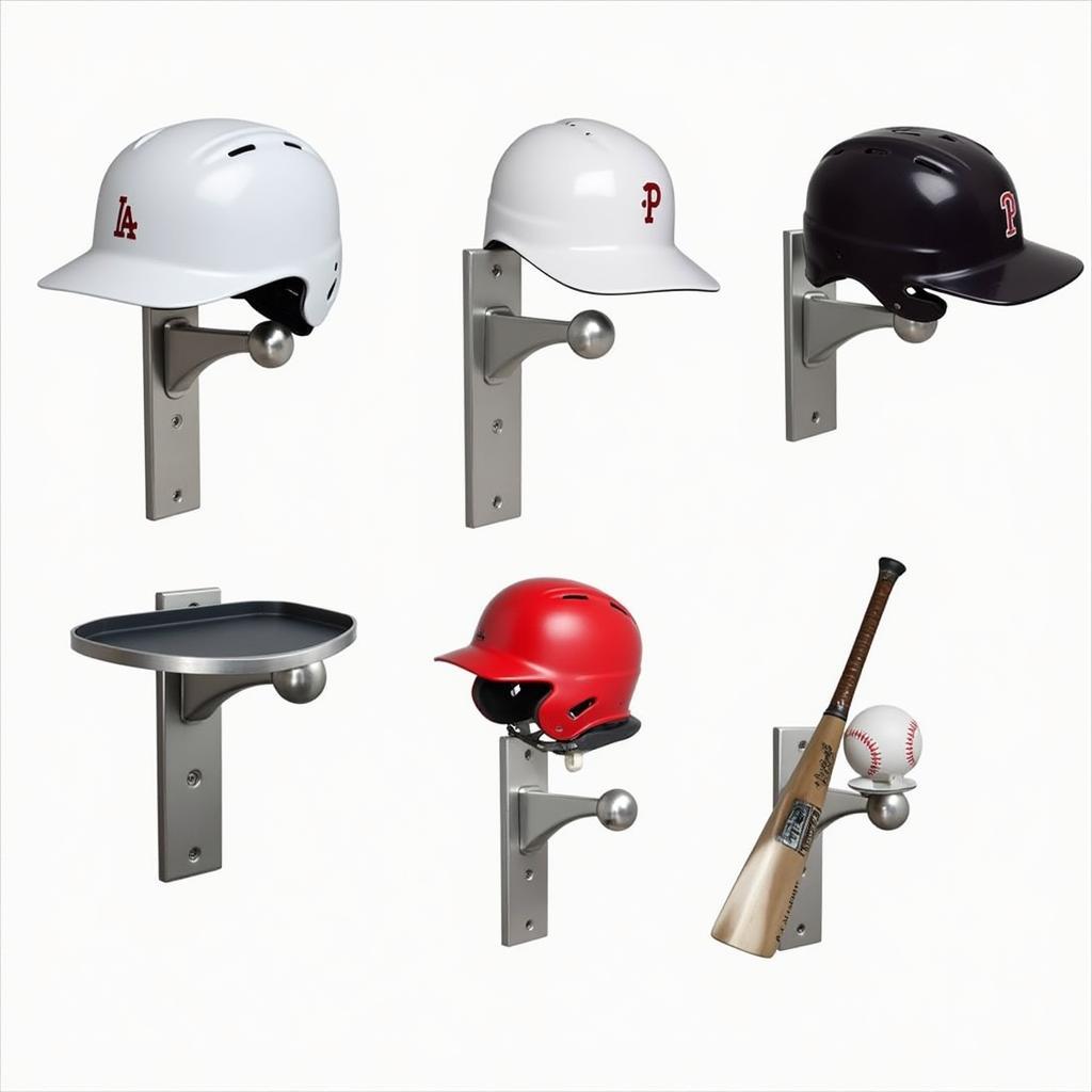 Wall-Mounted Softball Bat and Helmet Holders