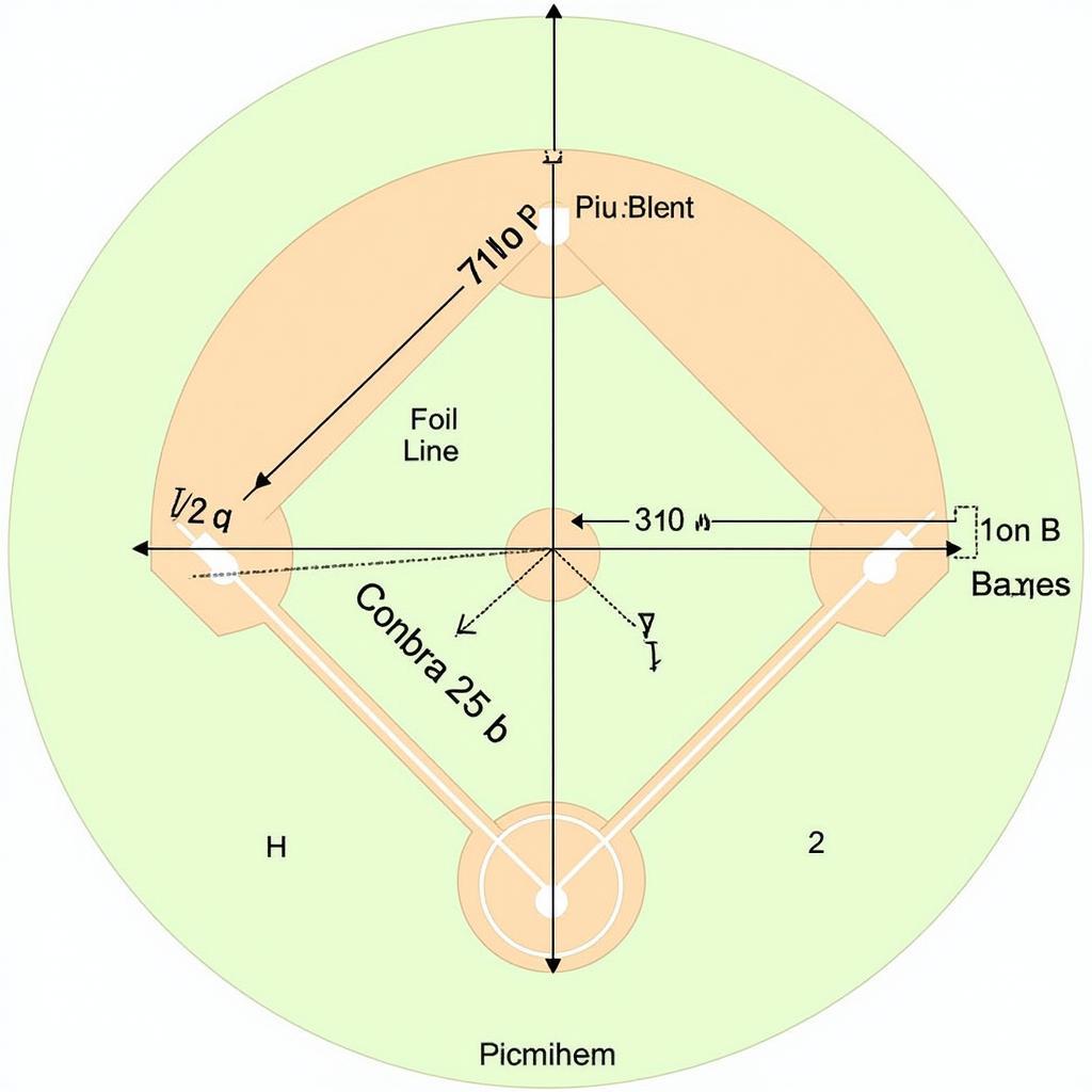 Detailed diagram highlighting key dimensions and markings on a softball field