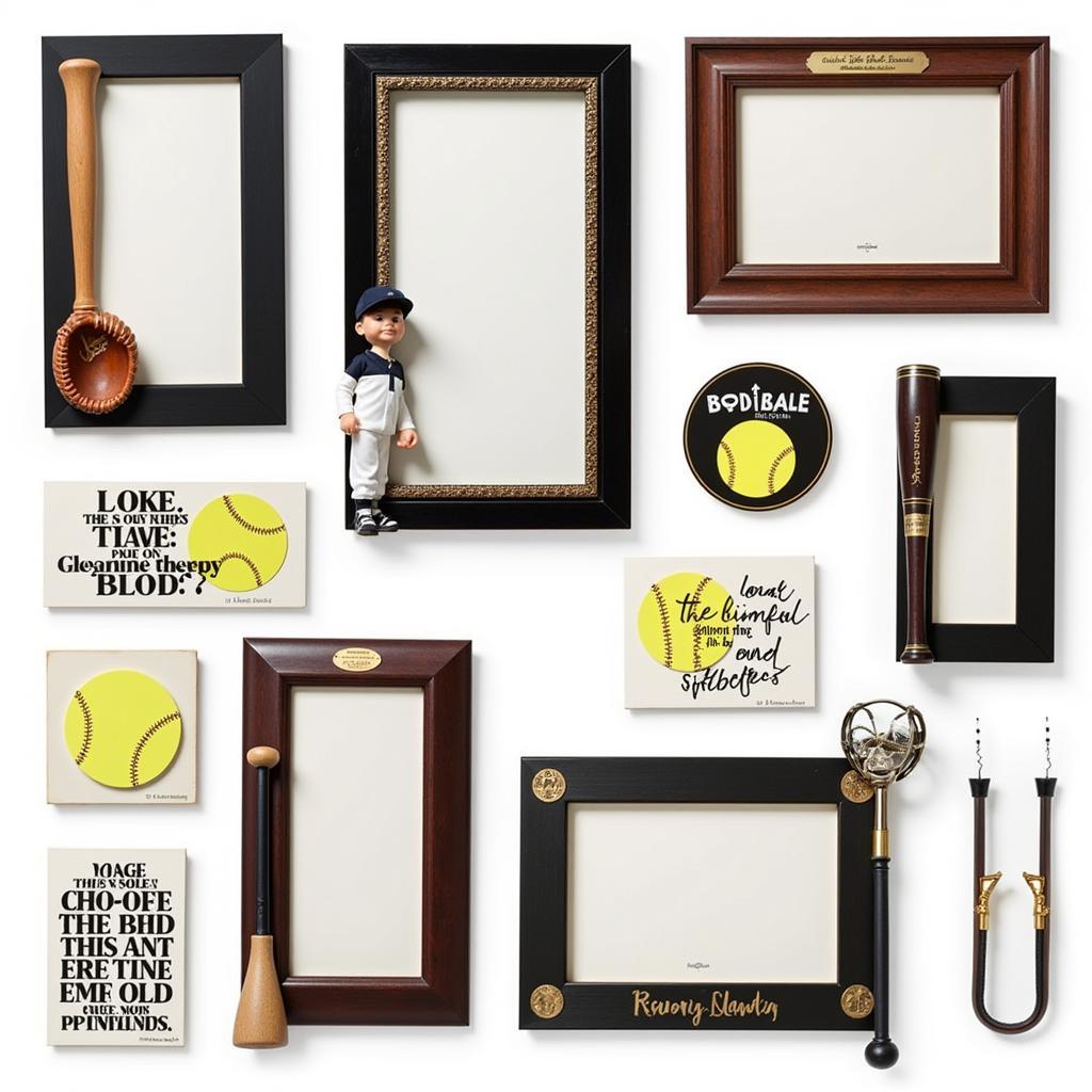 Softball photo frame collage with various designs