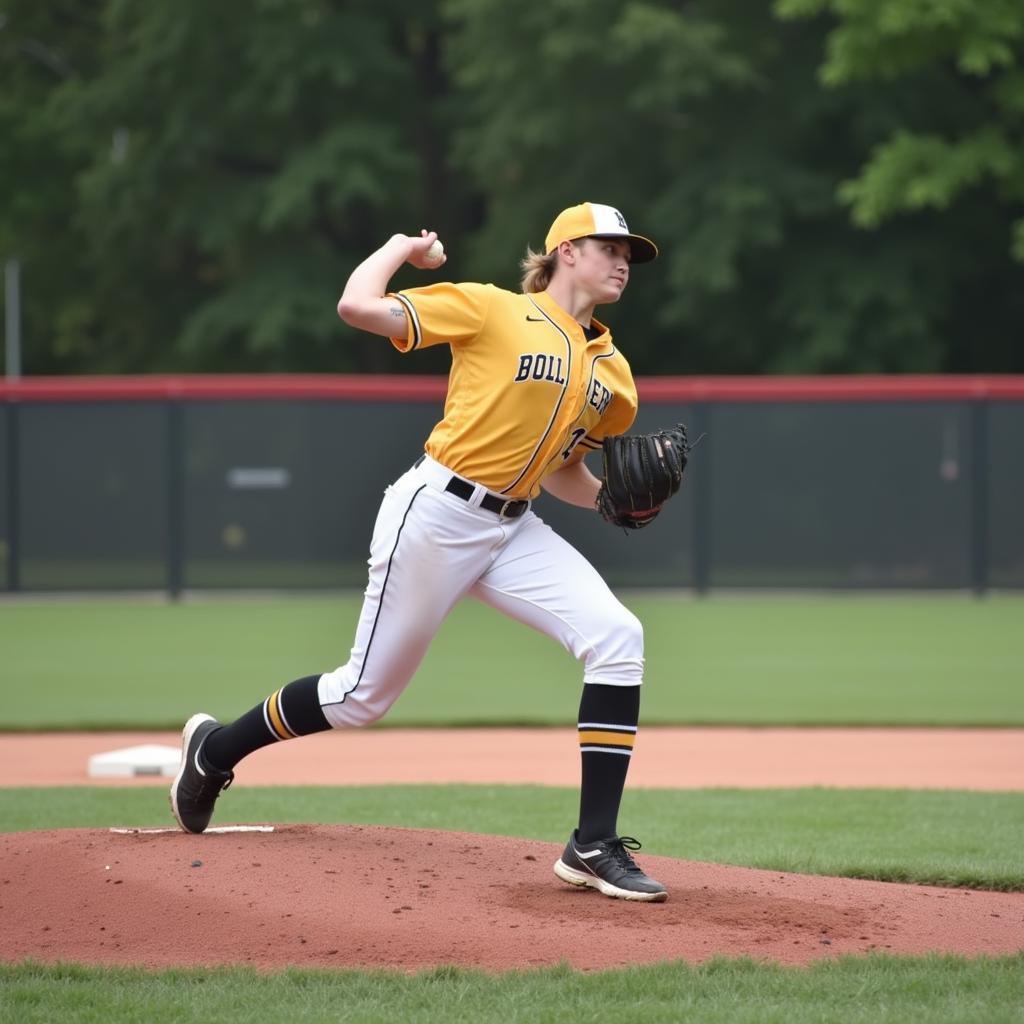 Softball pitcher winding up for a pitch