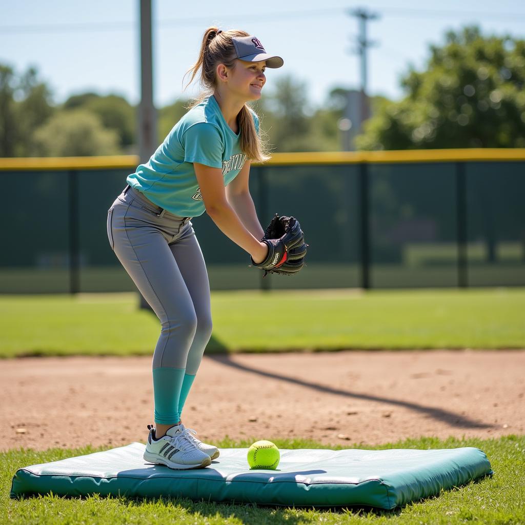 Pitcher practicing with strike mat