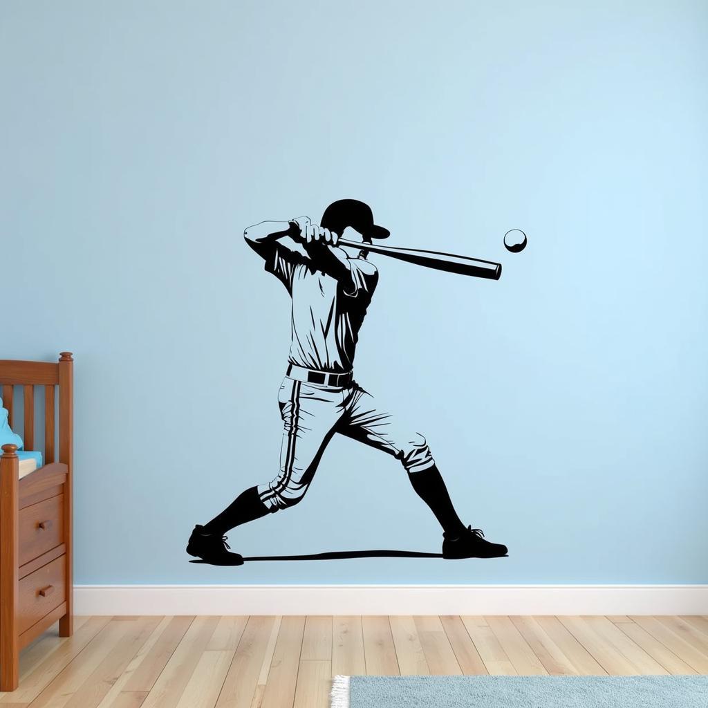 Softball Player Action Wall Decal