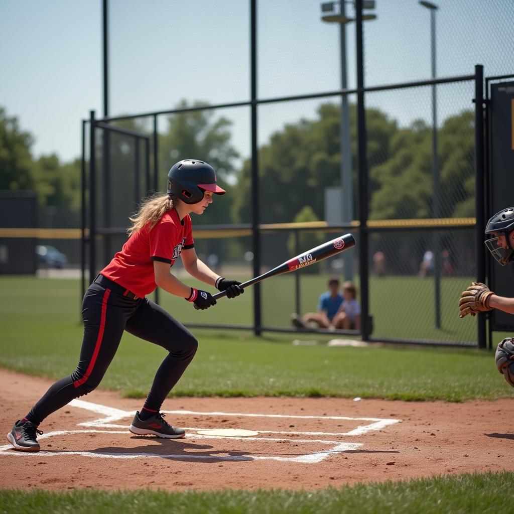 Softball Player Hitting a Home Run