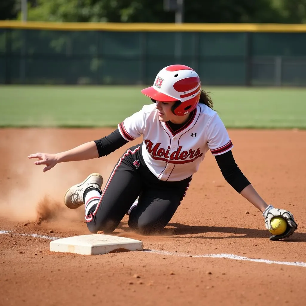 Softball Player Demonstrating Determination