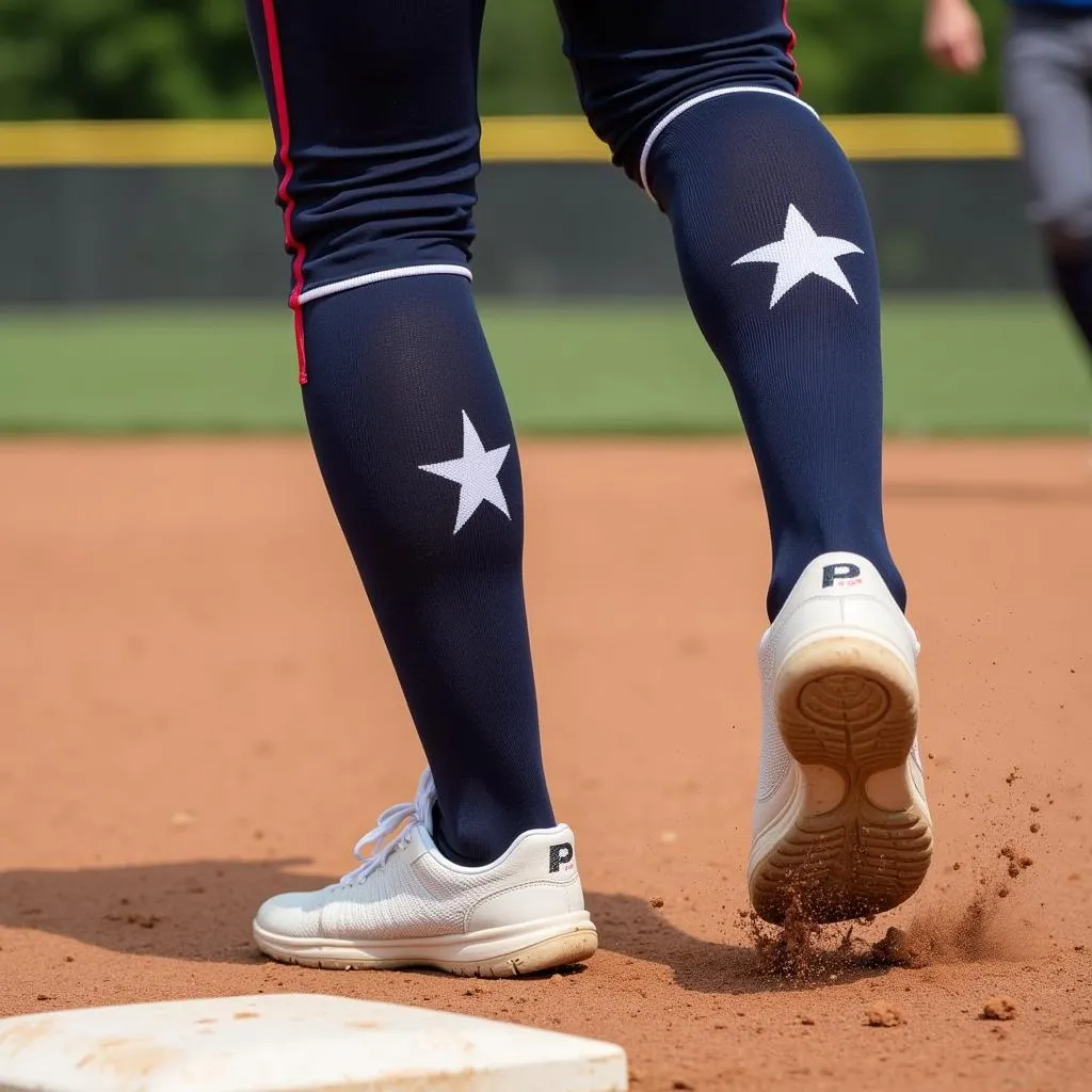 Softball Player Wearing Star Socks