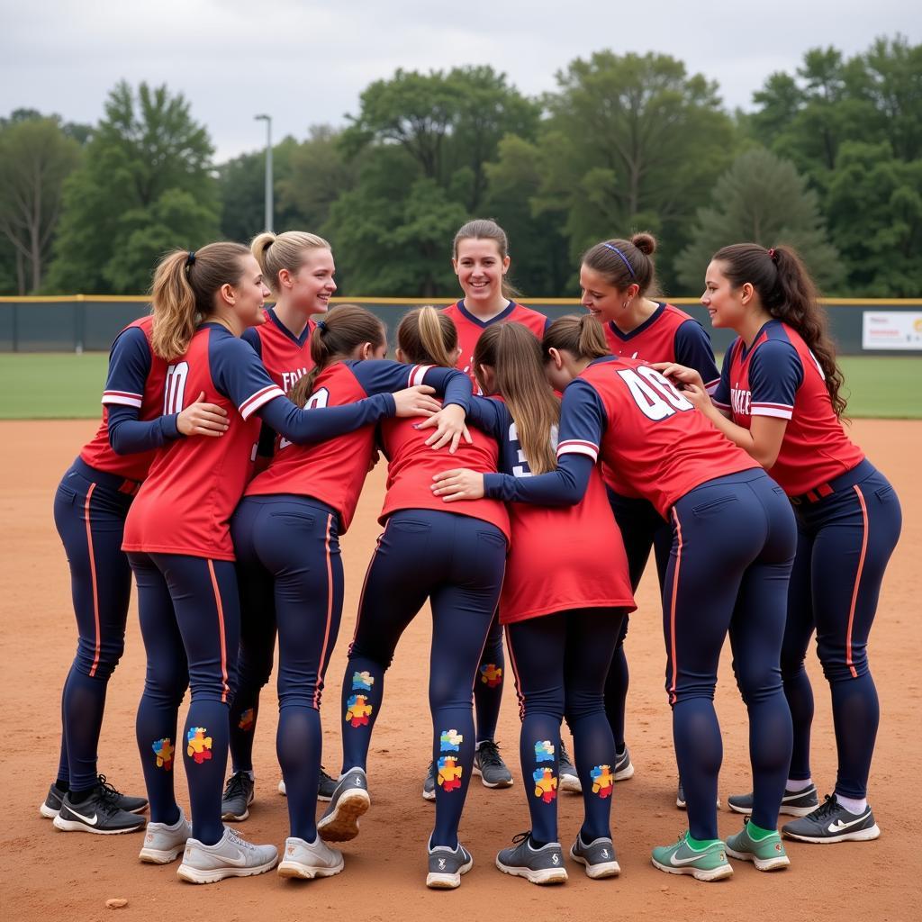 Softball Team Wearing Autism Socks