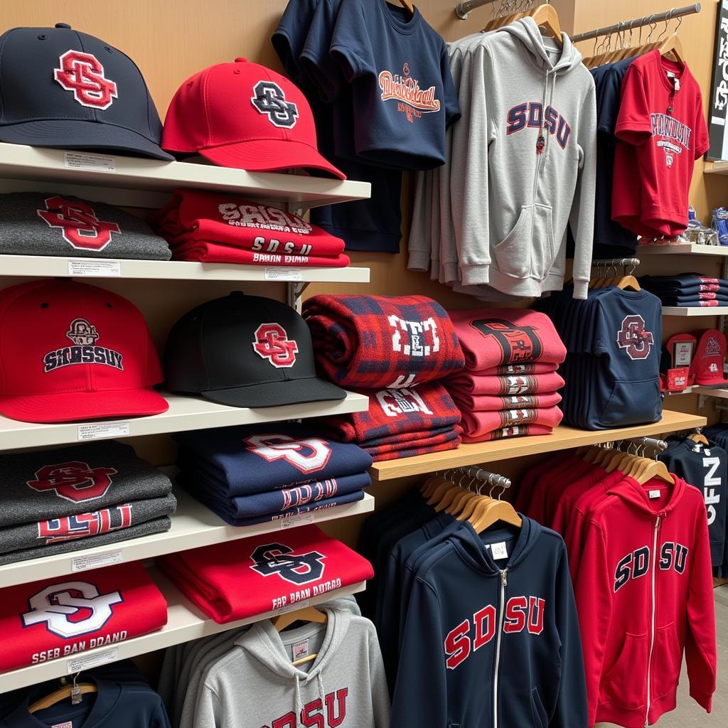 Variety of SDSU Apparel on Display