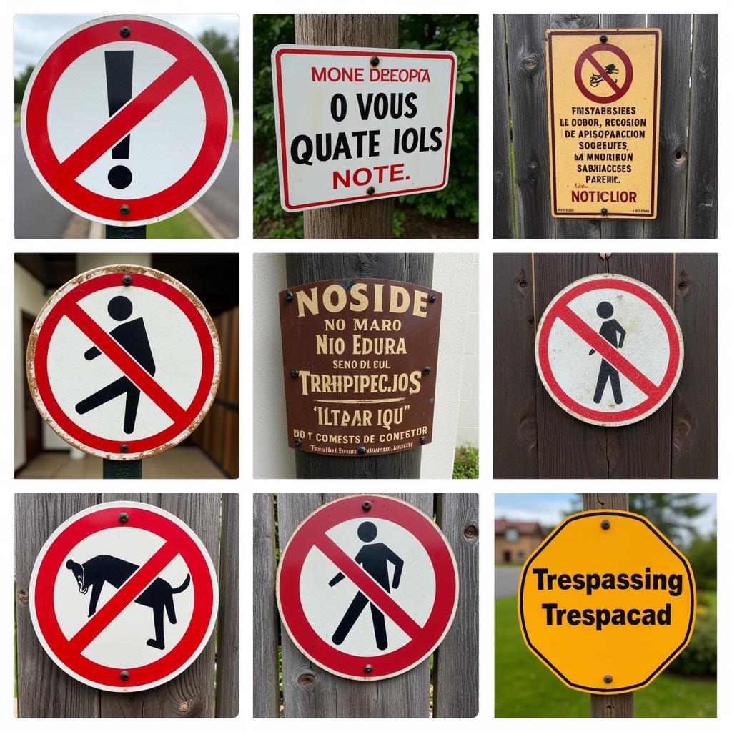 Variations of Spanish No Trespassing Signs