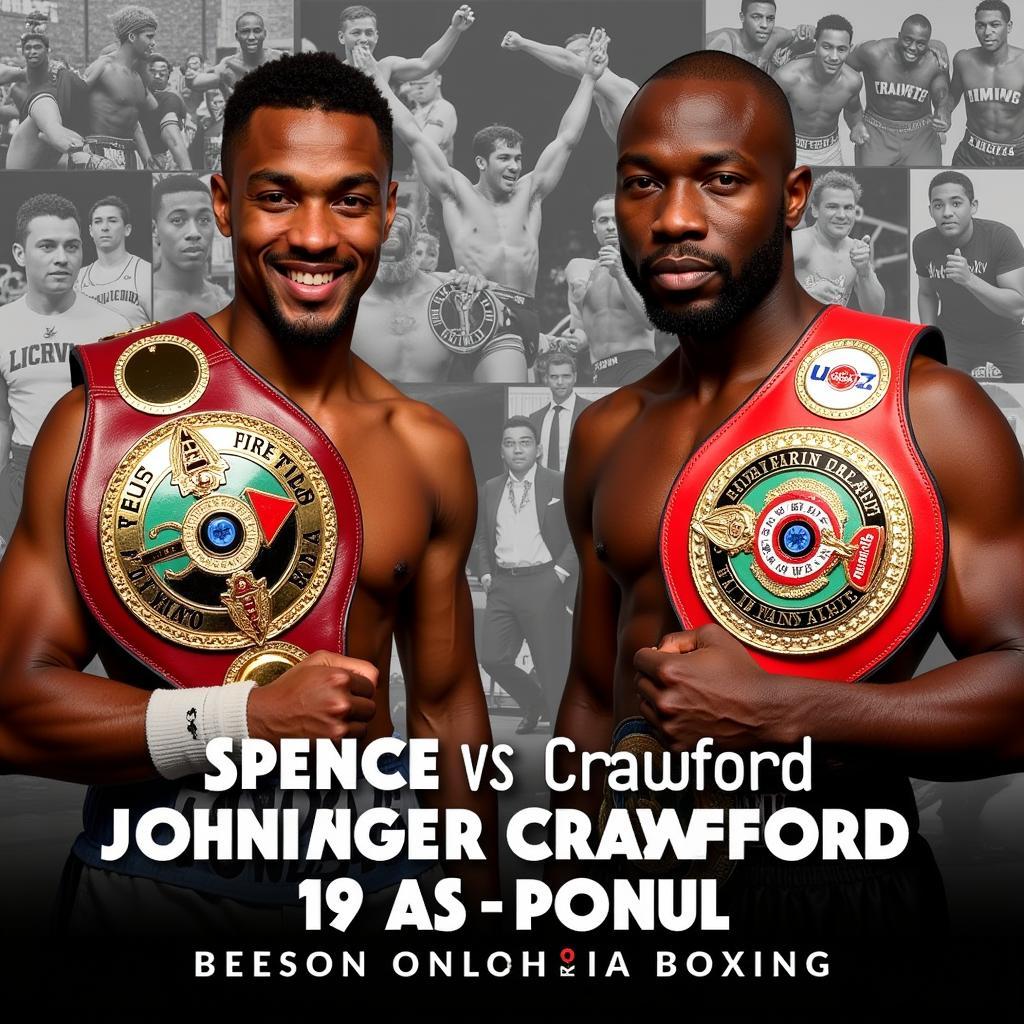 Spence and Crawford Flanked by Championship Belts