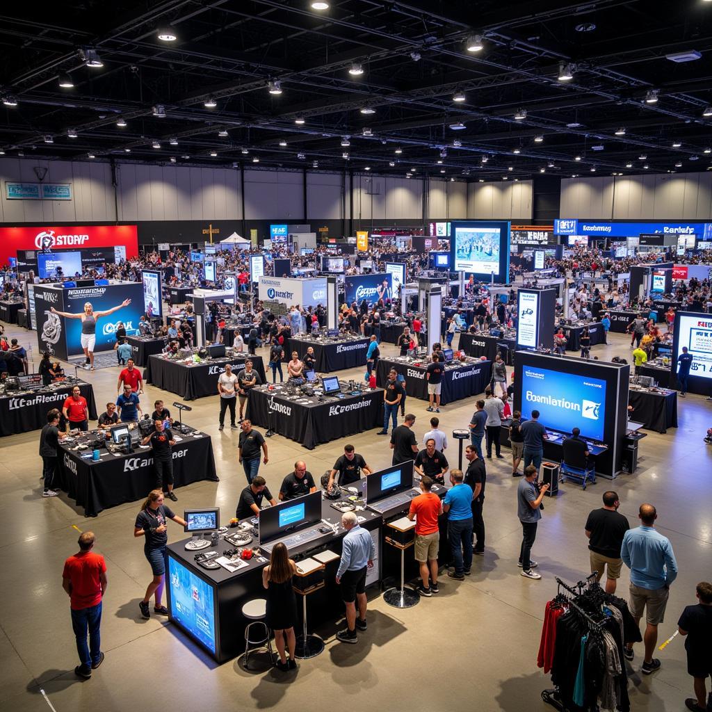 Visitors exploring the bustling exhibition hall at the Sports Inc Spring Show