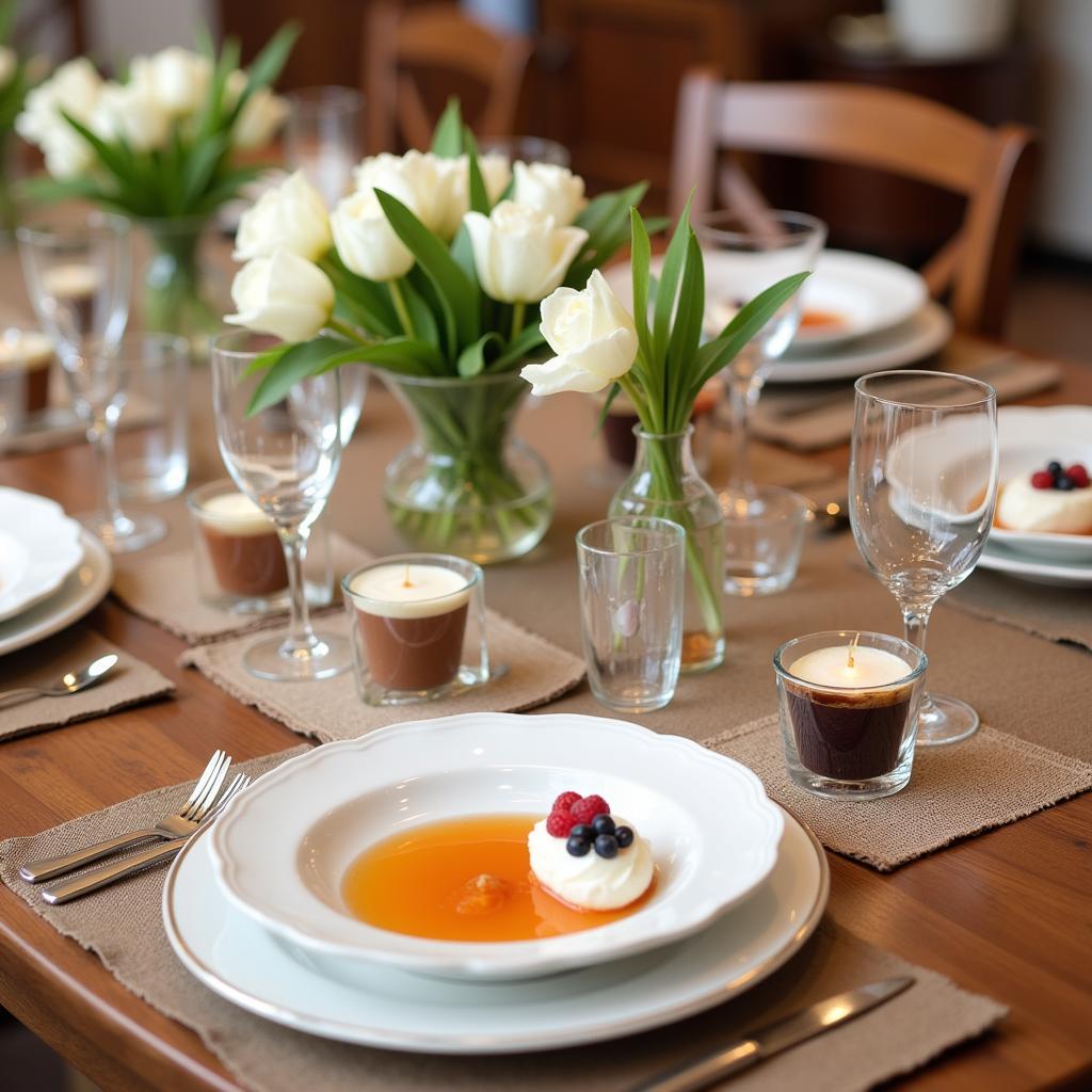 Elegant Table Setting with Square Dessert Cups