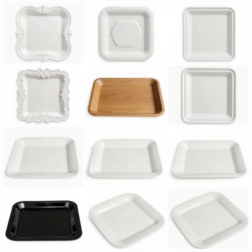 Assortment of square disposable plates